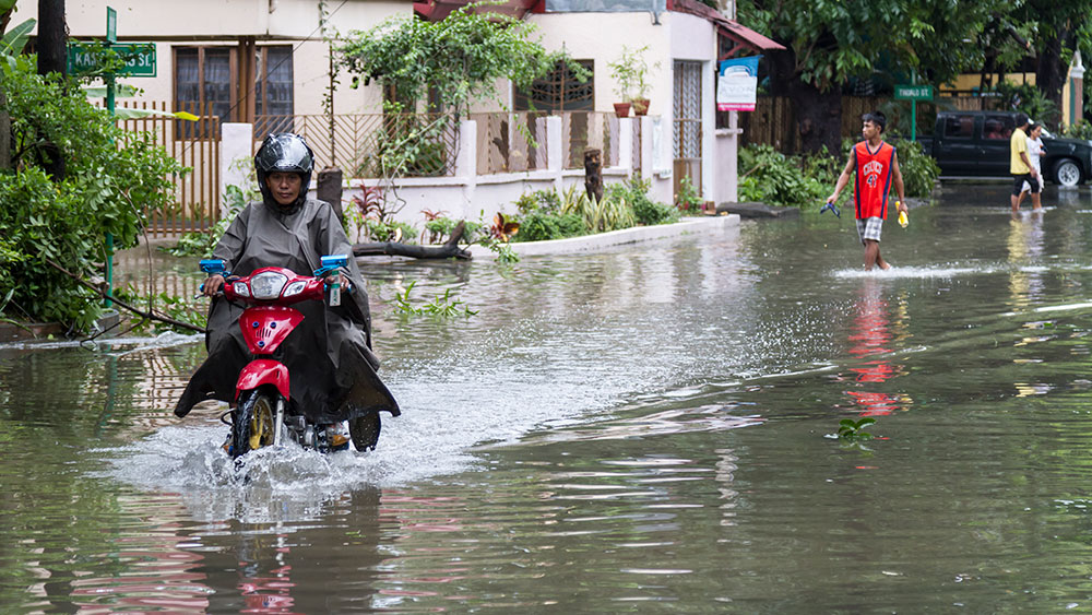 Flooded street in Philippines