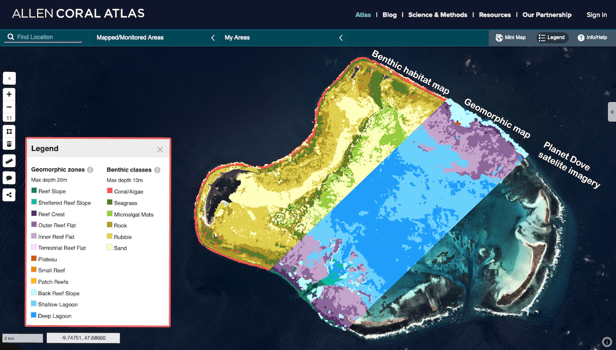 screenshot of Allen Coral Atlas website