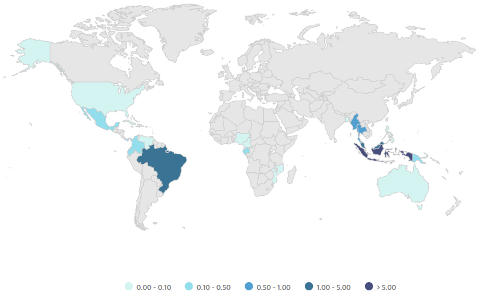 Mangrove mitigation potential, million tons carbon dioxide equivalent (Mt CO2e)